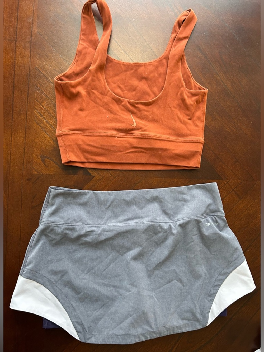 Nike Two-Tone Grey and Navy Layered Athletic Shorts, top set size XS - Picture 8 of 9